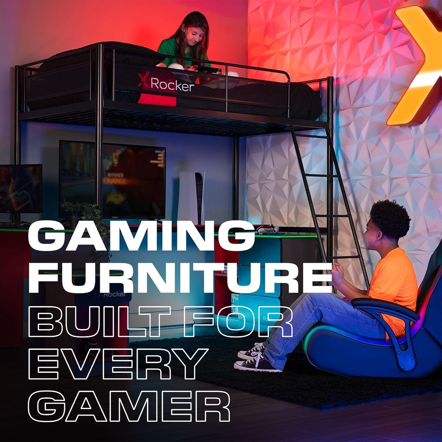 X Rocker Basecamp Full Size Gaming Bed w/ TV Mount NEW