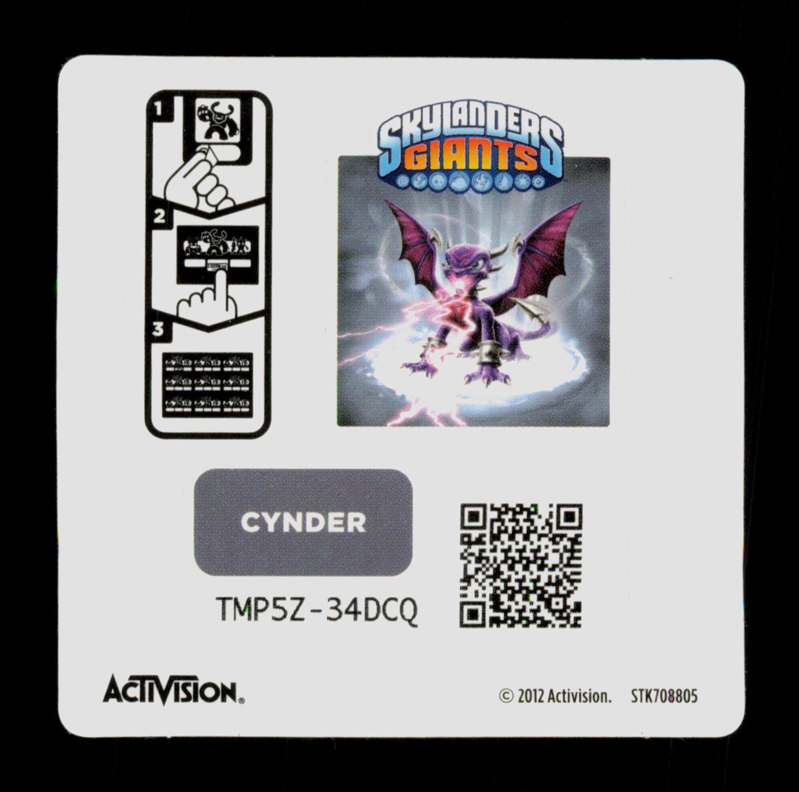 Cynder Skylanders Giants 2012 Activision Sticker