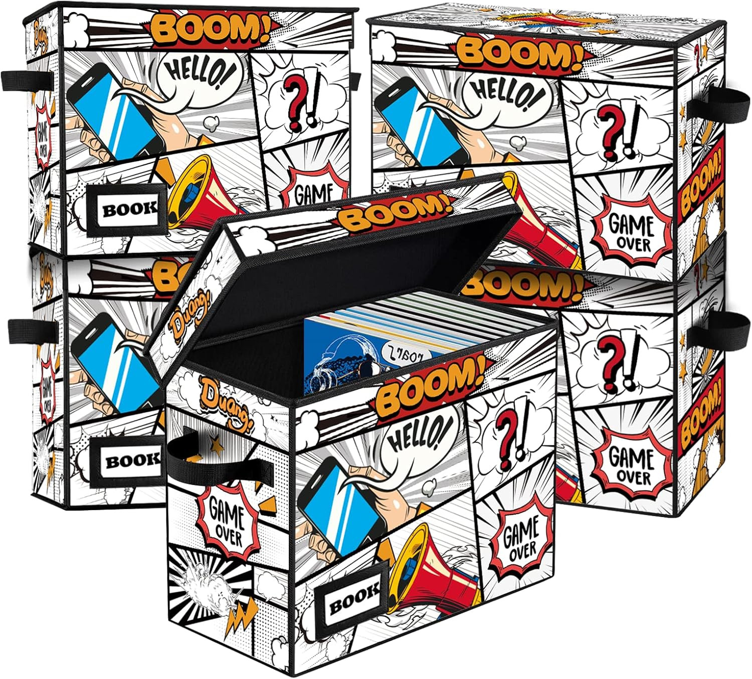 5 Pack Comic Book Storage Boxes - Heavy Duty Collapsible Organizer Bins