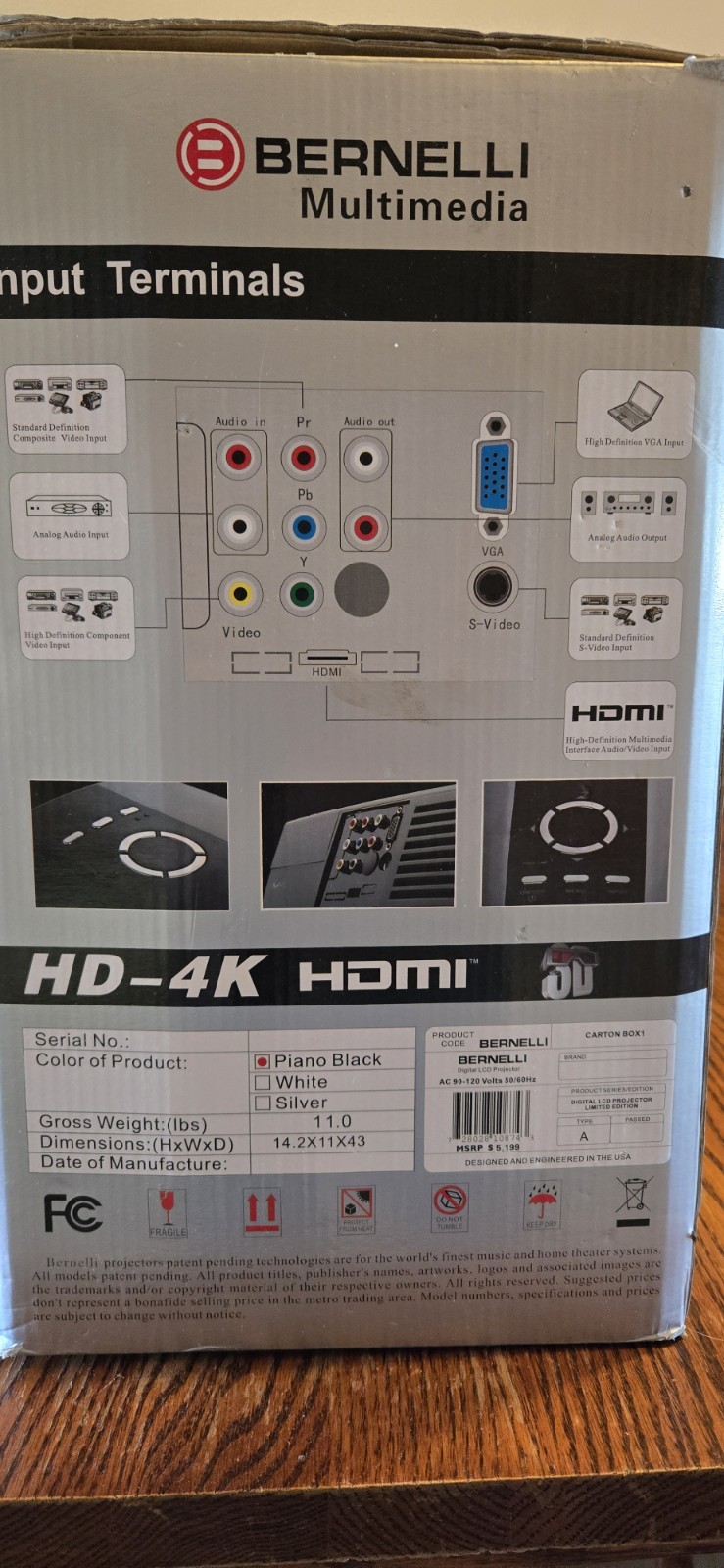 Bernelli Multimedia LCD Projector Model HD- 4K Works But READ!