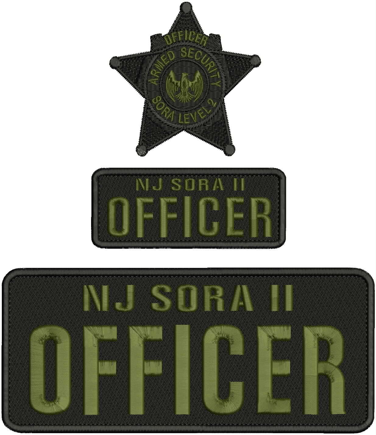 NJ SORA II OFFICER Emb Patch 4X10 2.75x3.5 & 2X5' Velcr@ On Back Od On black