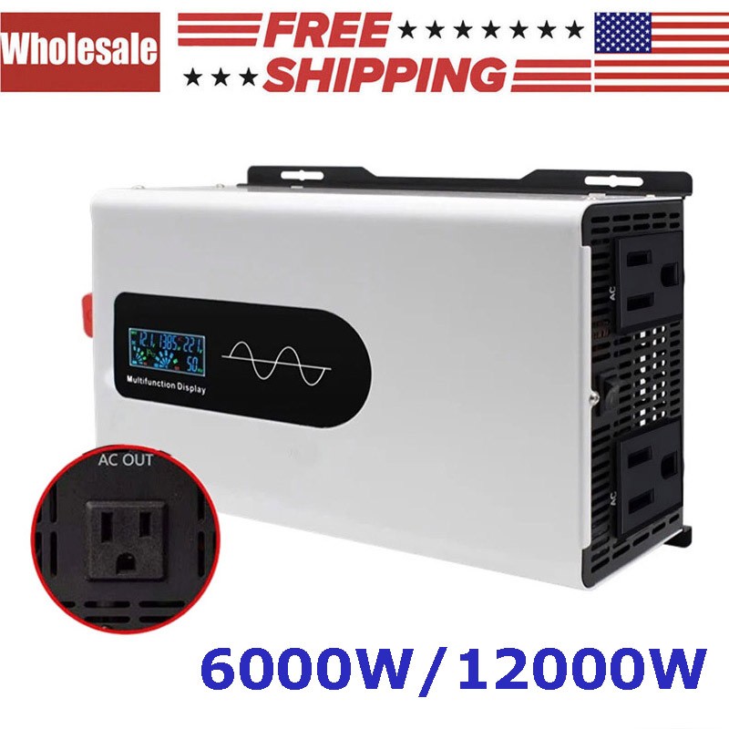 12000W Pure Sine Wave Power Inverter Off Grid Inverter 6000W 24V 48V 72V to 120V