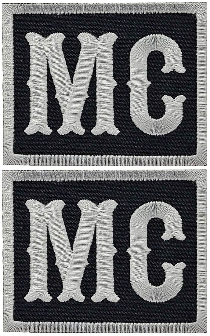 MC Motorcycle Club Embroidered Patch | 2pc iron on or Sew on    2.5"x2"
