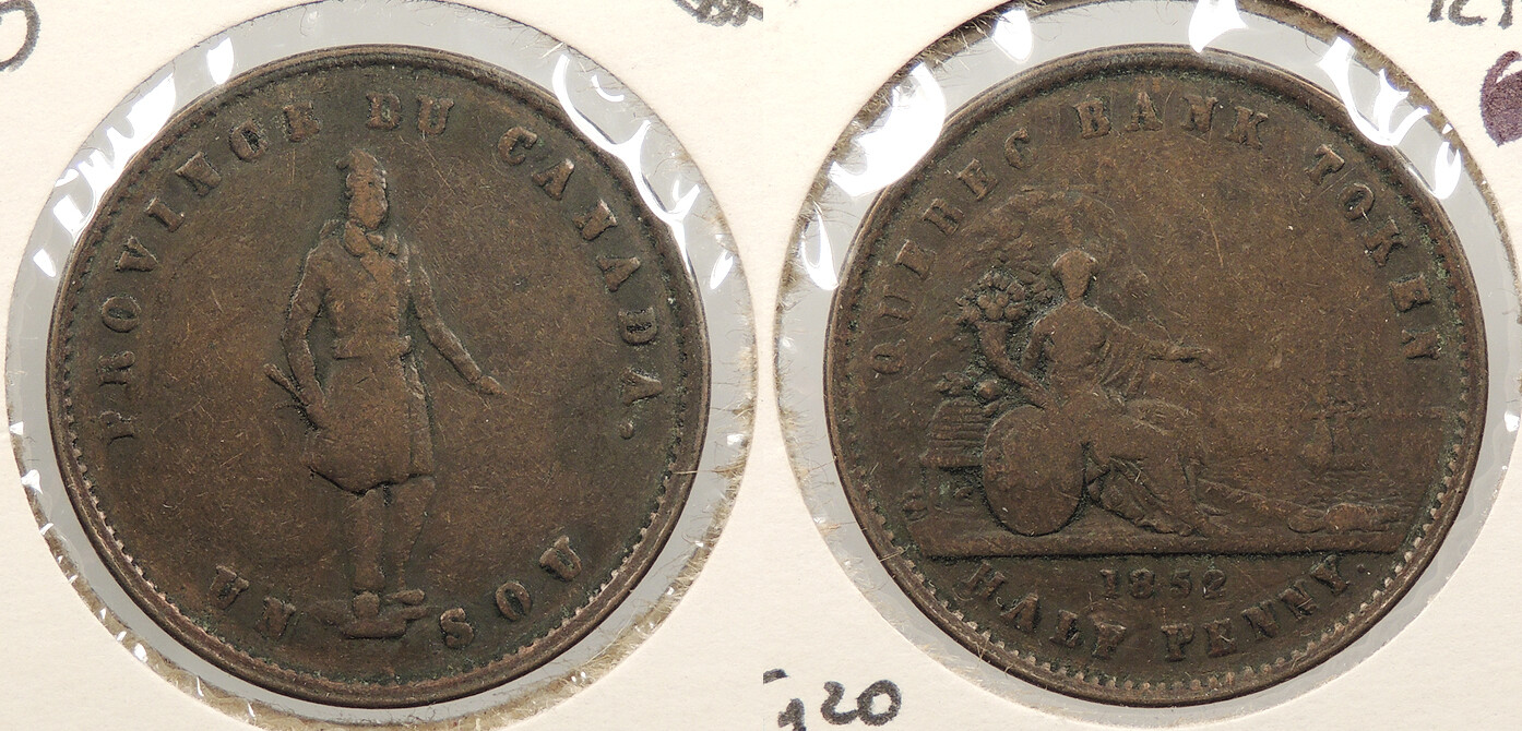 CANADA Lower Canada 1852 Halfpenny (Sou) Token #WC93376