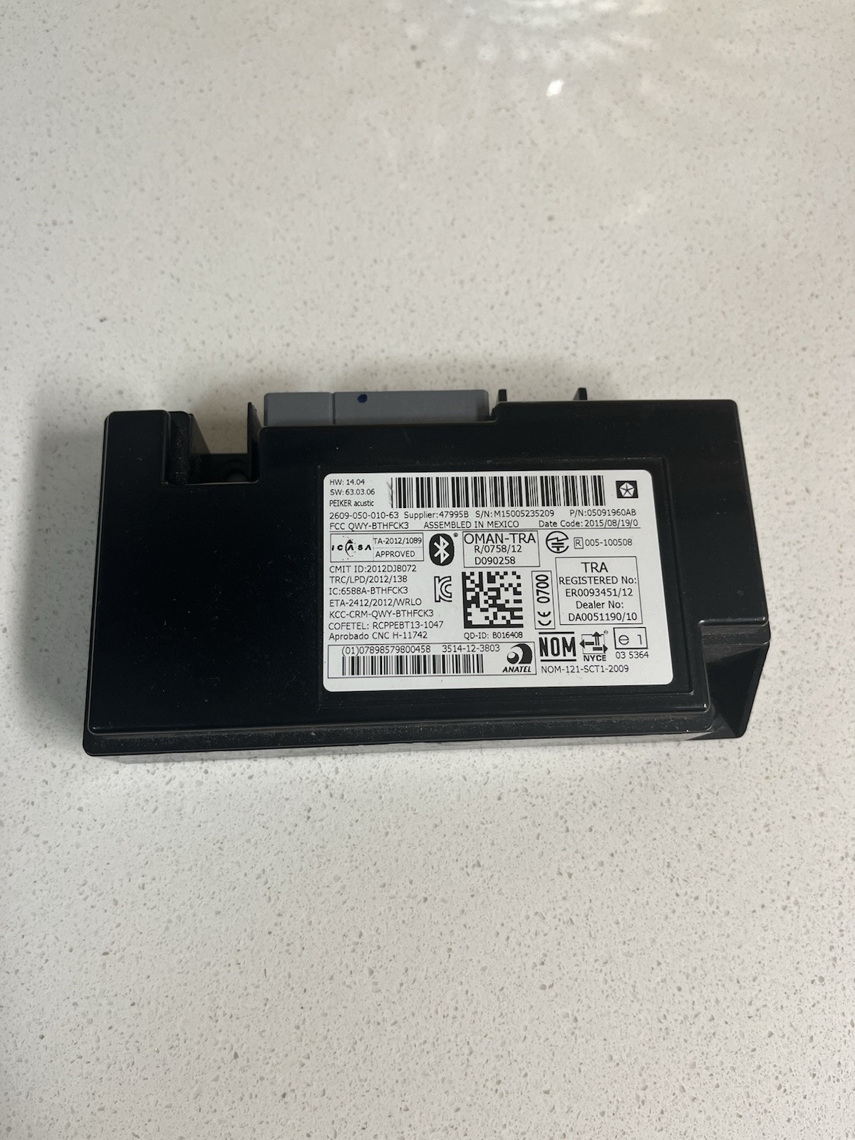 2010 - 2018 Jeep Wrangler Telematics Communication Module 05091960AD OEM
