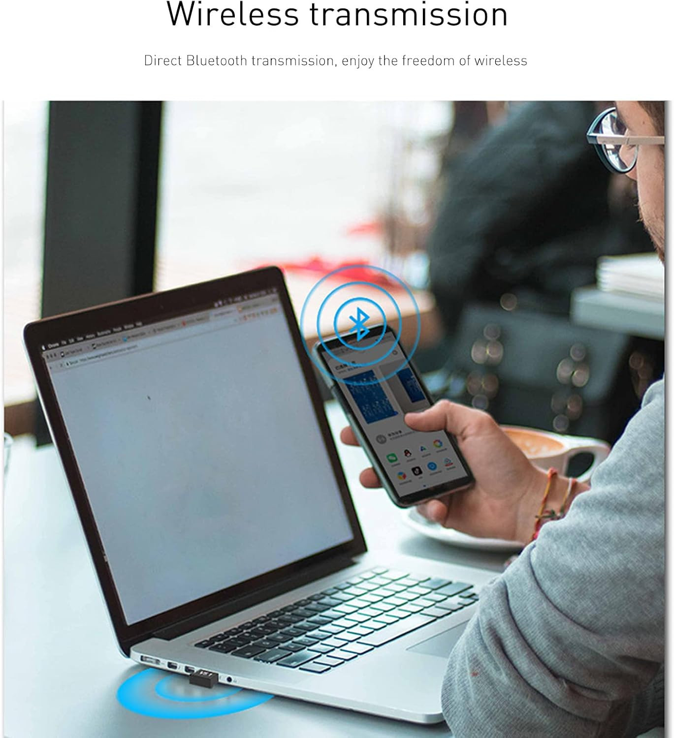 2 Pack Bluetooth Adapter for PC, USB Bluetooth Adapter 5.1 EDR, BT Dongle Wirel