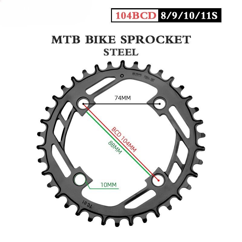 104BCD Round Narrow Wide Chainring 32T 34T 36T 38T 40T Mountain Bike Chainwheel