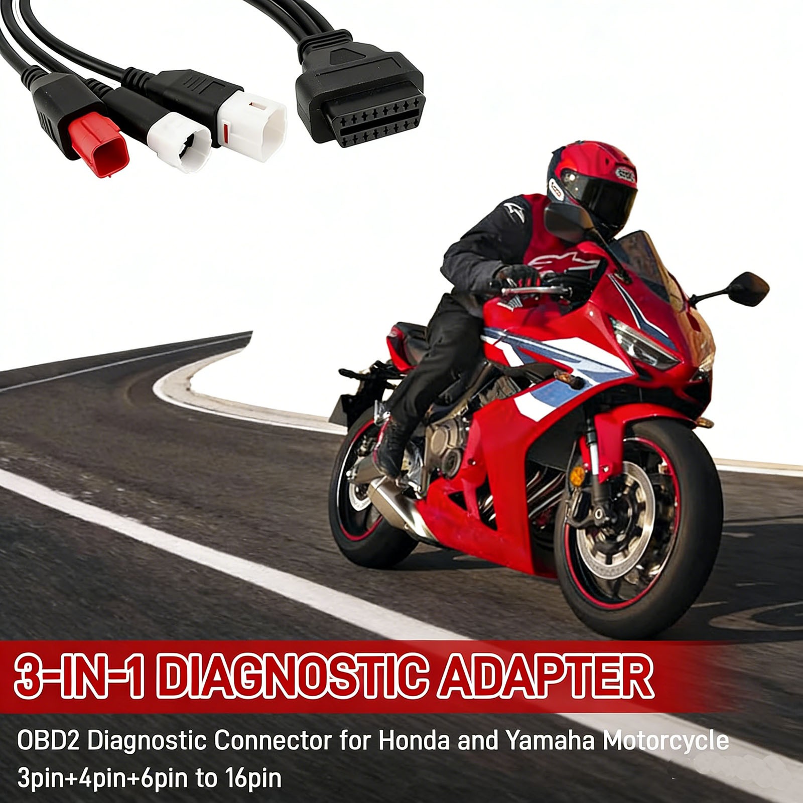 OBD2 Diagnostic Cable For Yamaha 3 4 6 Pin Motorcycle Fault Code Reader Adaptor