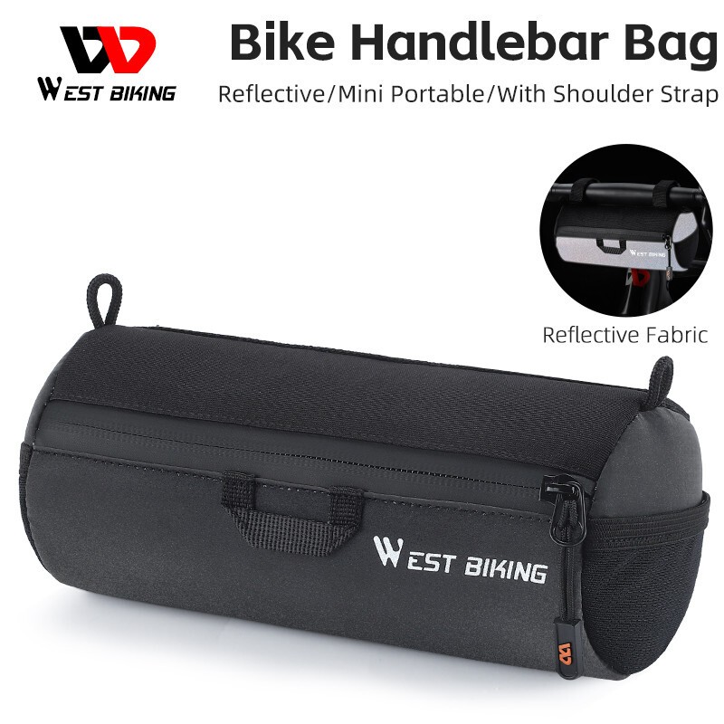 WEST BIKING Cylindrical Handlebar Bag Reflective Waterproof Crossbody Bag