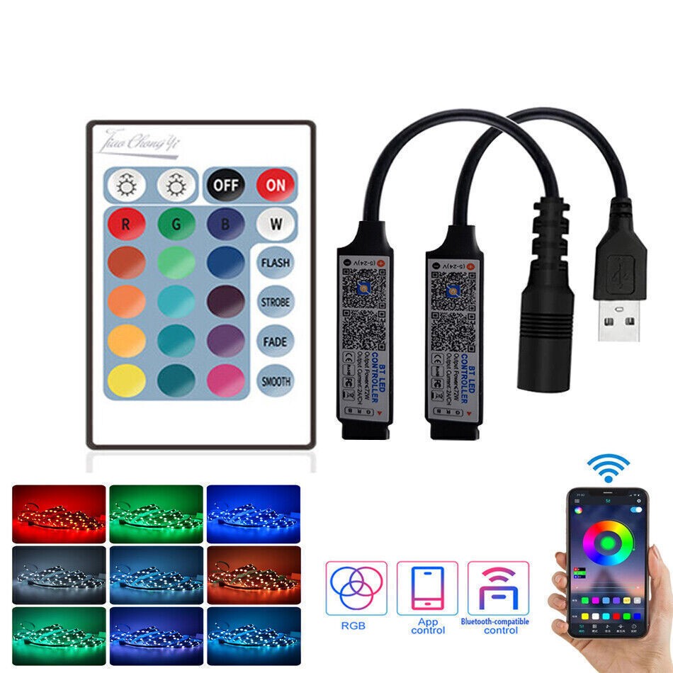 RGB Controller Bluetooth-compatible Music Smart APP Remote 24Key For RGB strip