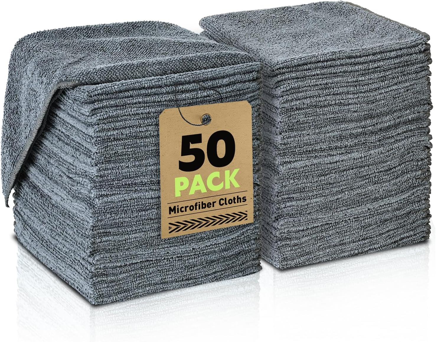 Microfiber Cleaning Cloths Bulk-50 Pack, Gray Microfiber Towels for Cars, Ultra