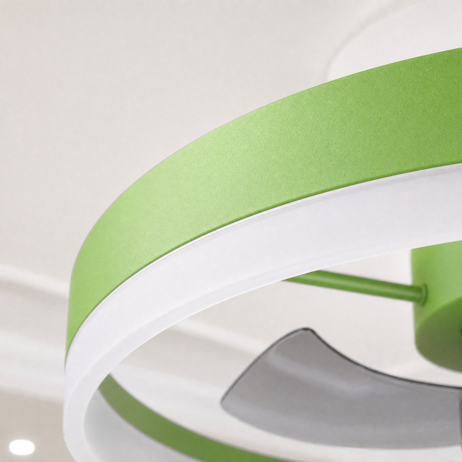 20'' Modern Green Ceiling Fan with LED Light Remote APP Control Flush Mount Kit