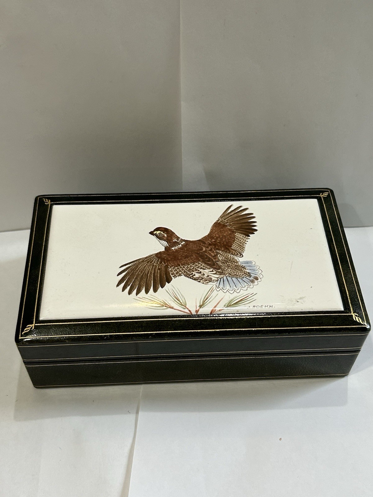VINTAGE BOEHM WOODEN PHEASANT DESIGN PREOWNED JEWELRY BOX  7” By 4”