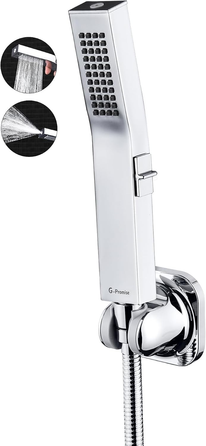 All Metal Handheld Shower Head Built-in Power Wash Mode, with 70 Inch Stainless