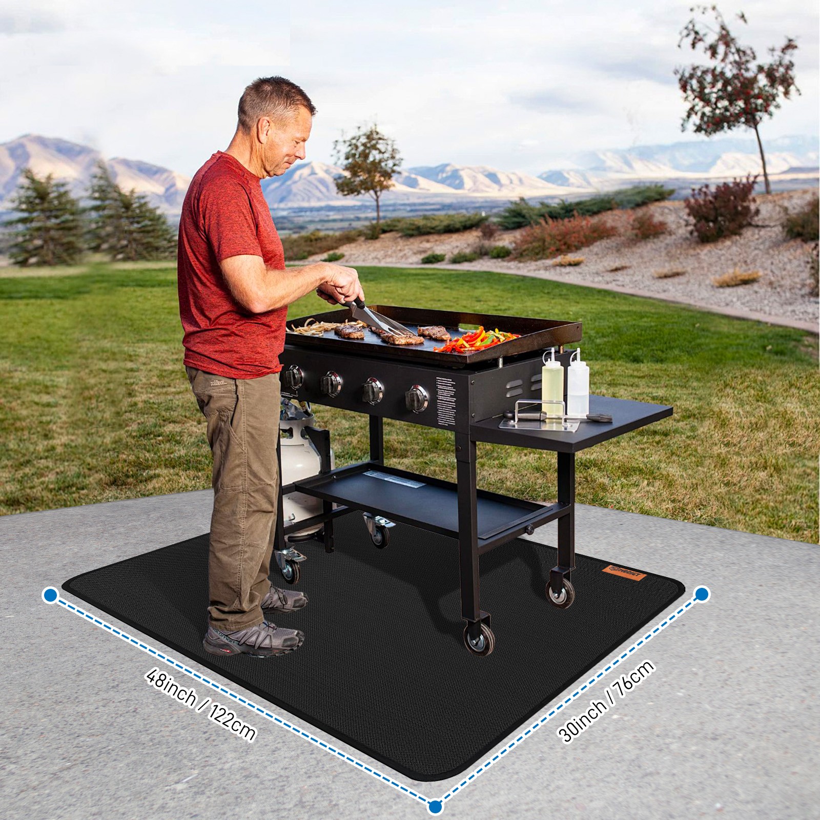 midsized Under Grill Mats Outdoor Smoker Deck Patio Protective 30 X 48 Inches