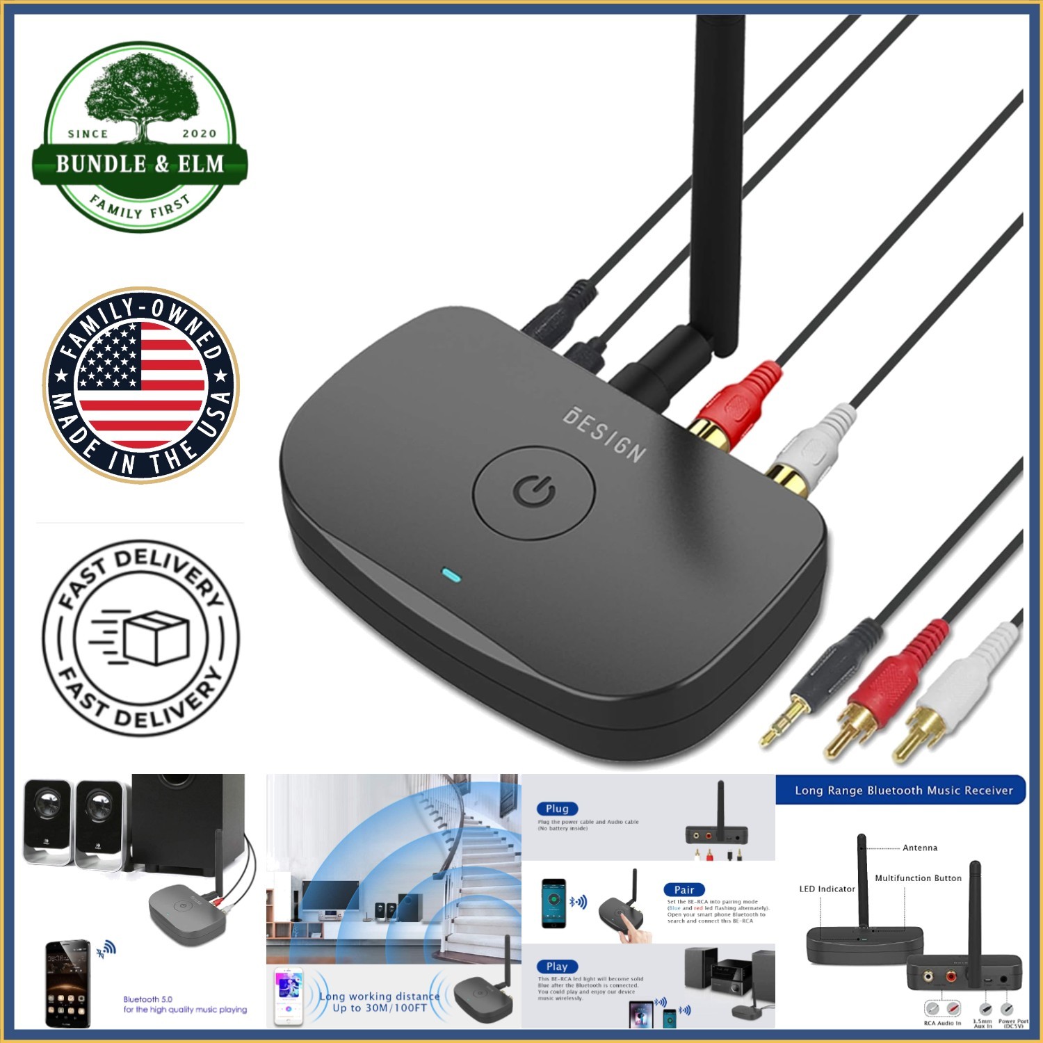 Wireless Audio Adapter for Home Music Streaming with Bluetooth 5.0 Technology