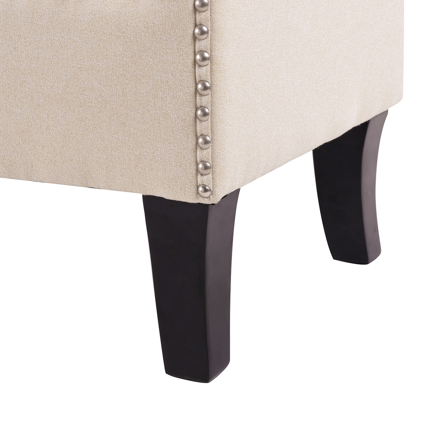 Kathy Roll Arm Entryway Accent Bench, Sky Neutral Beige Polyester
