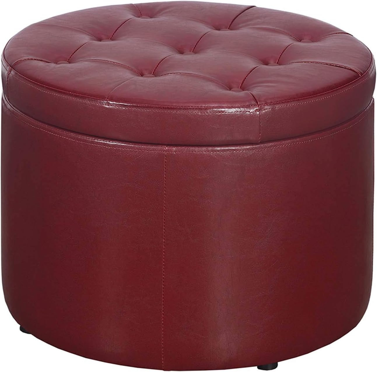 Burgundy Round Shoe Ottoman by Designs4Comfort - Stylish & Functional Storage