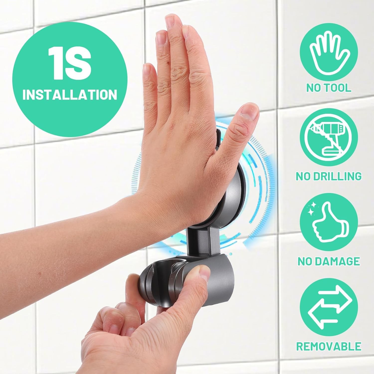 Shower Head Holder Suction , Rotatable and Adjustable Shower Head Holder