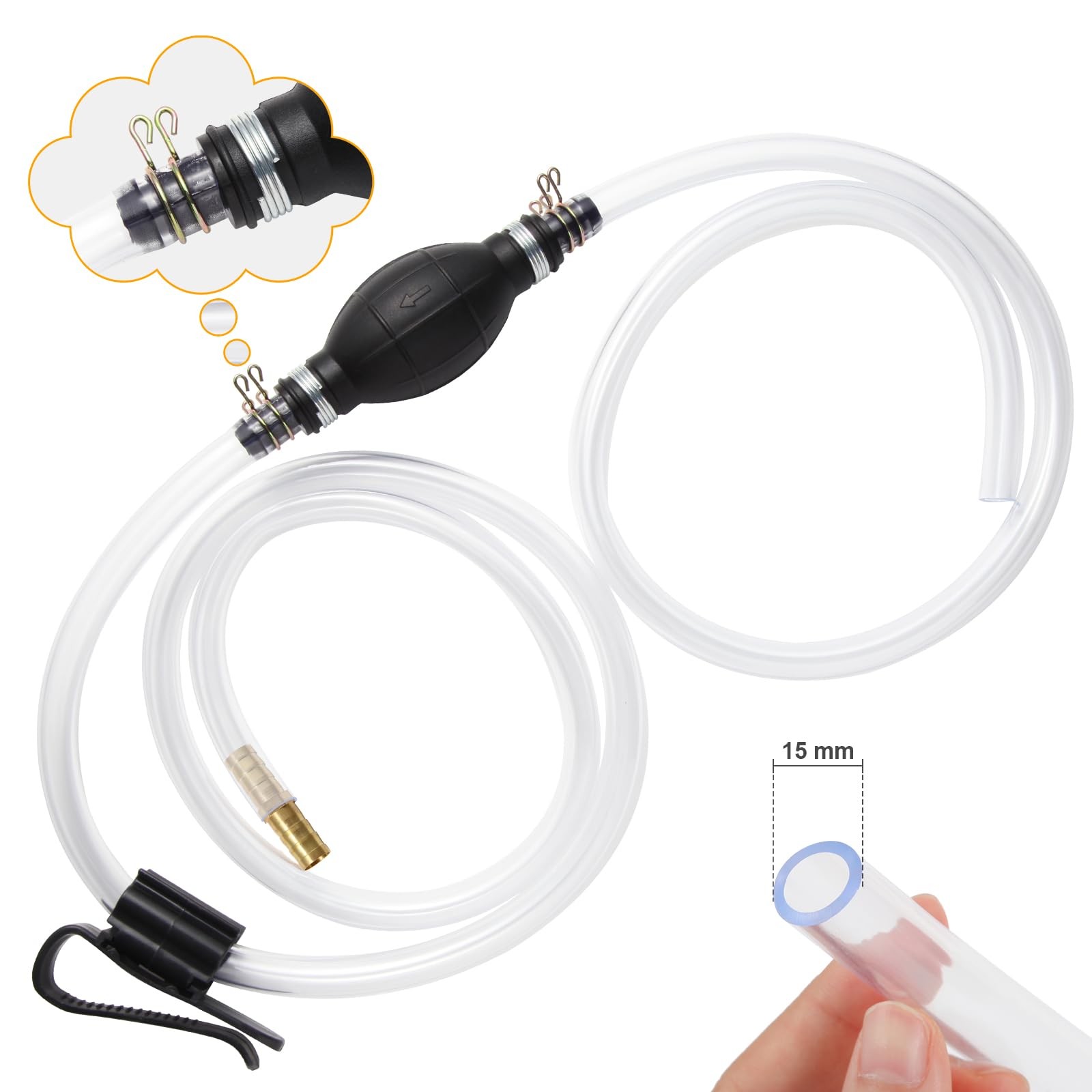 H-veenjor Gasoline Siphon Hose Pump, 15 mm, germicidal bactericidal sanitize