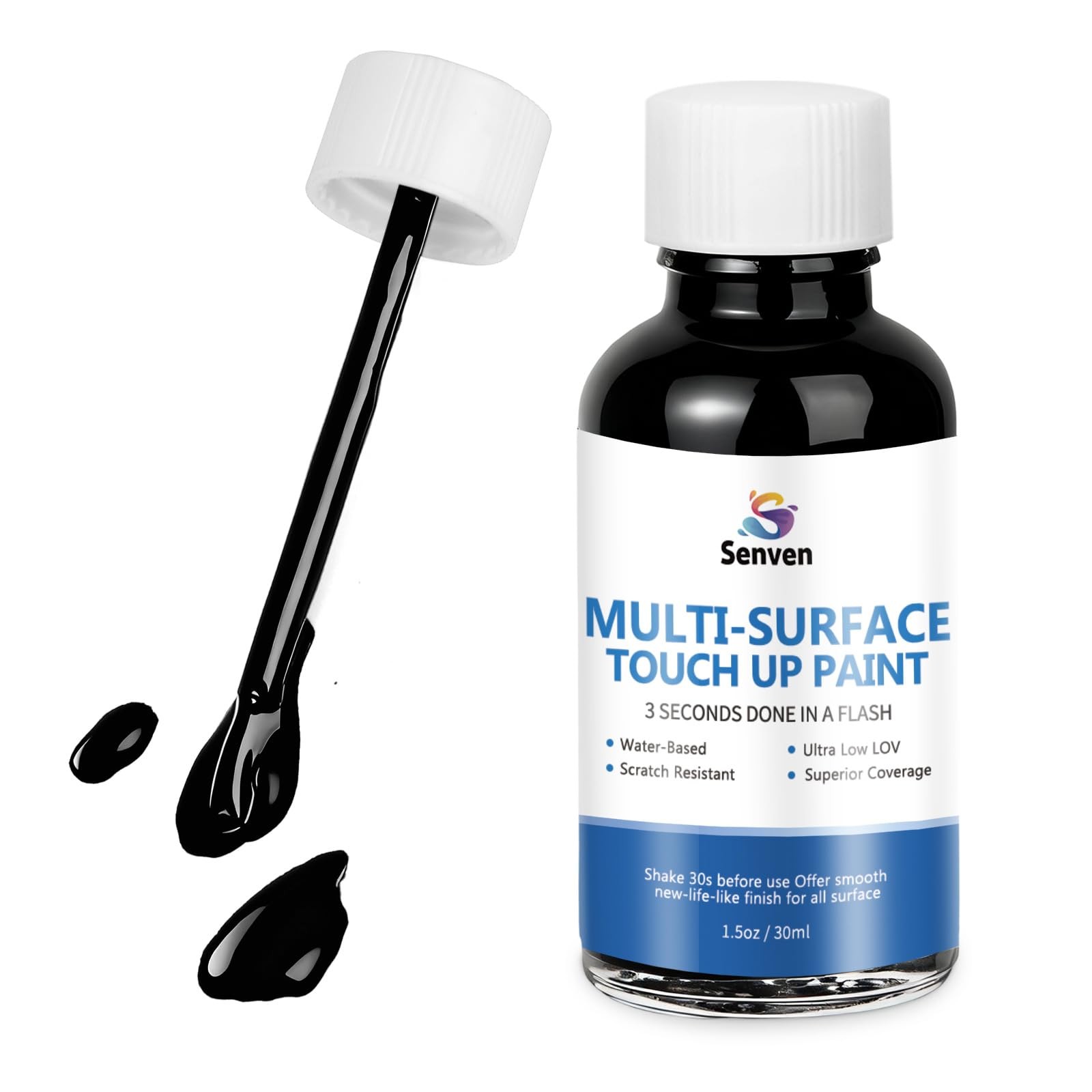 Black Touch Up Paint High-Gloss Multi Surface 44 ml (Pack of 1),