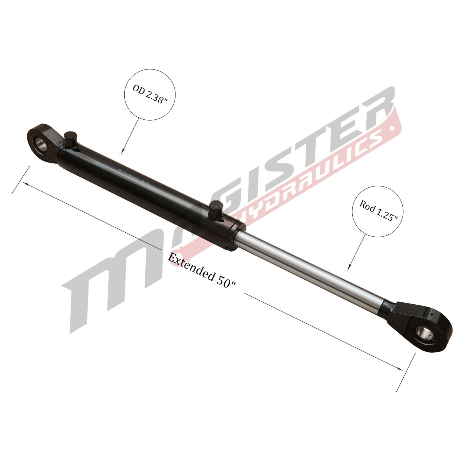 Hydraulic Cylinder Welded Double Acting 2" Bore 20" Stroke Swivel Eye End 2x20