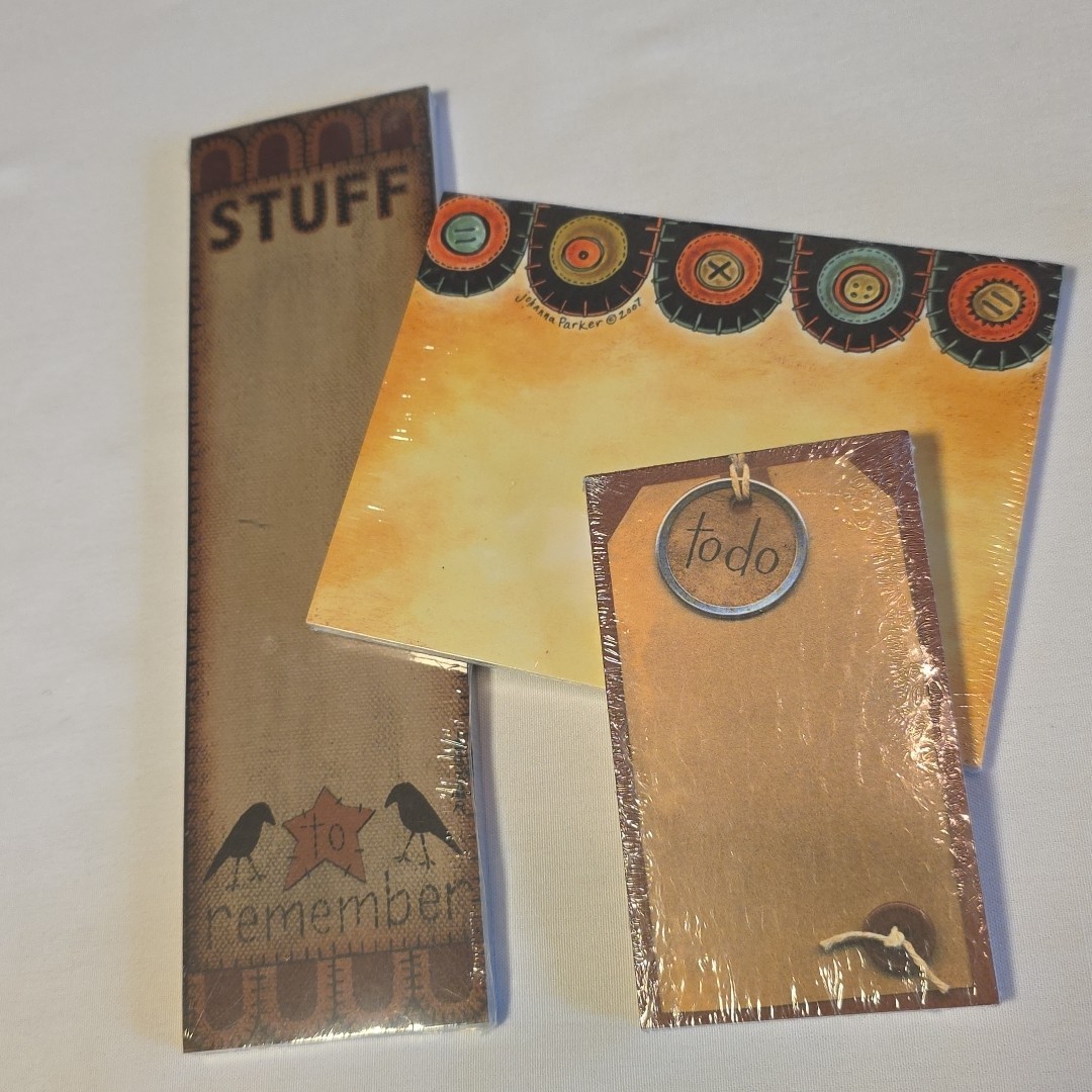 Primitives by Kathy Notepad Lot 3 New Penny Rugs Magnetic Fridge To Do List