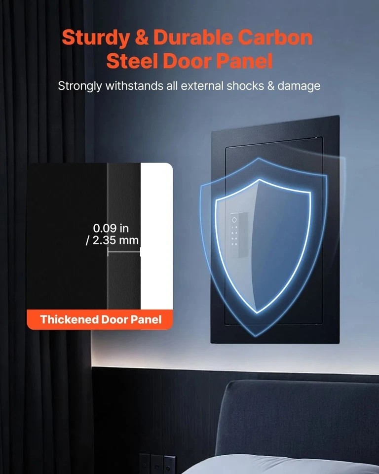 Wall Safe, 3-Tier Hidden Wall Safe with Fingerprint, Password, Key & Turning