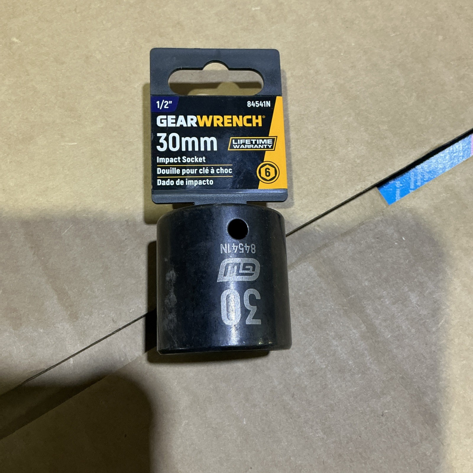 GEARWRENCH 1/2" Drive 6 Point Standard Impact Metric Socket 30mm 30mm, Black