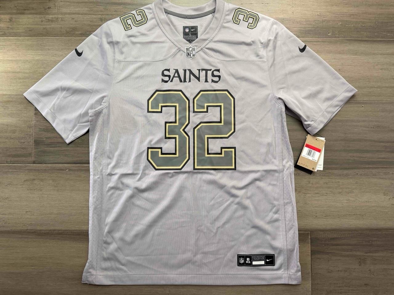 NEW NIKE NFL NEW ORLEANS TYRANN MATHIEU #32 ALTERNATE GREY ON FIELD JERSEY LARGE