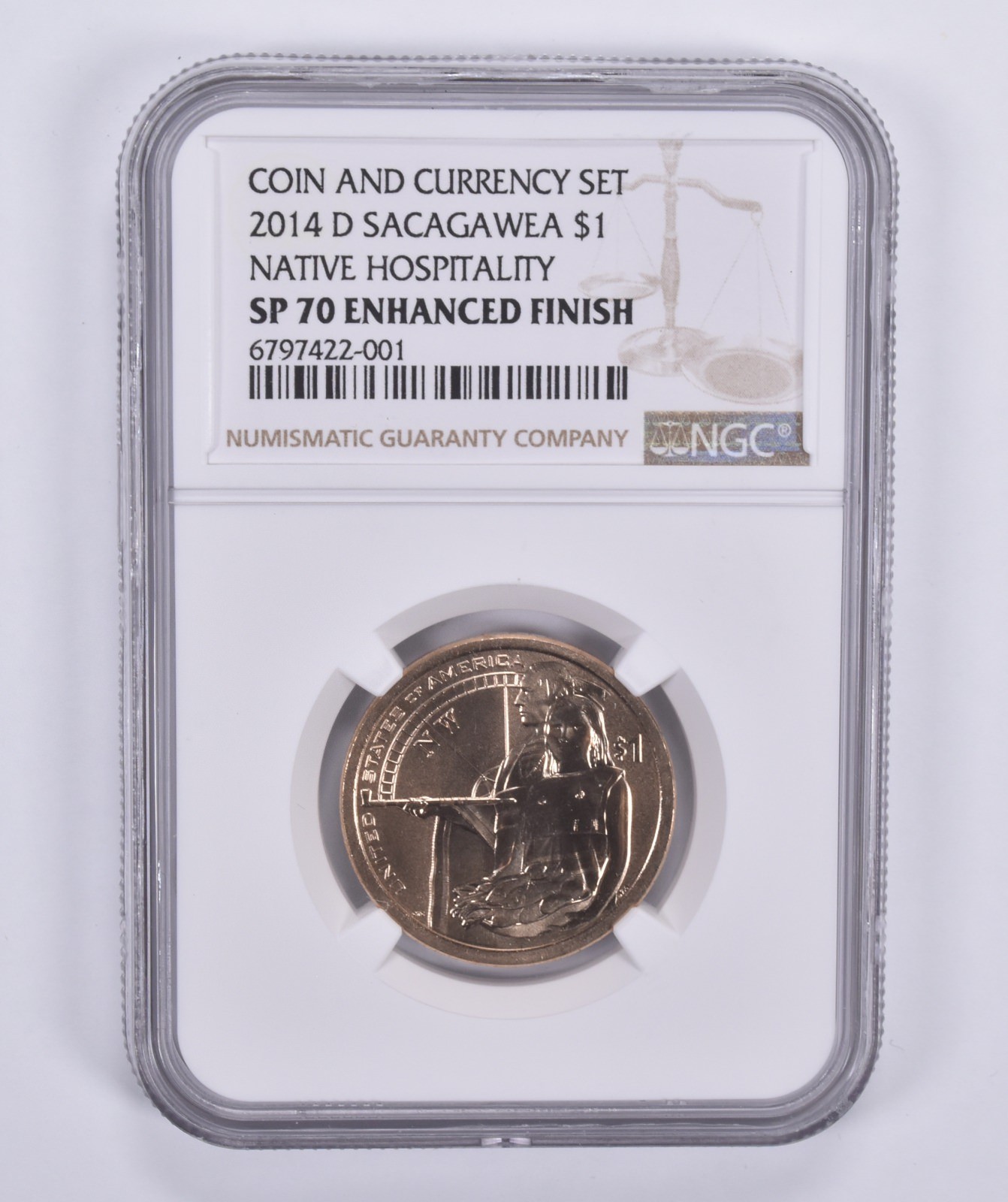 2014-D Sacagawea $1 Native Hospitality Coin Currency Set SP70 Enhanced NGC