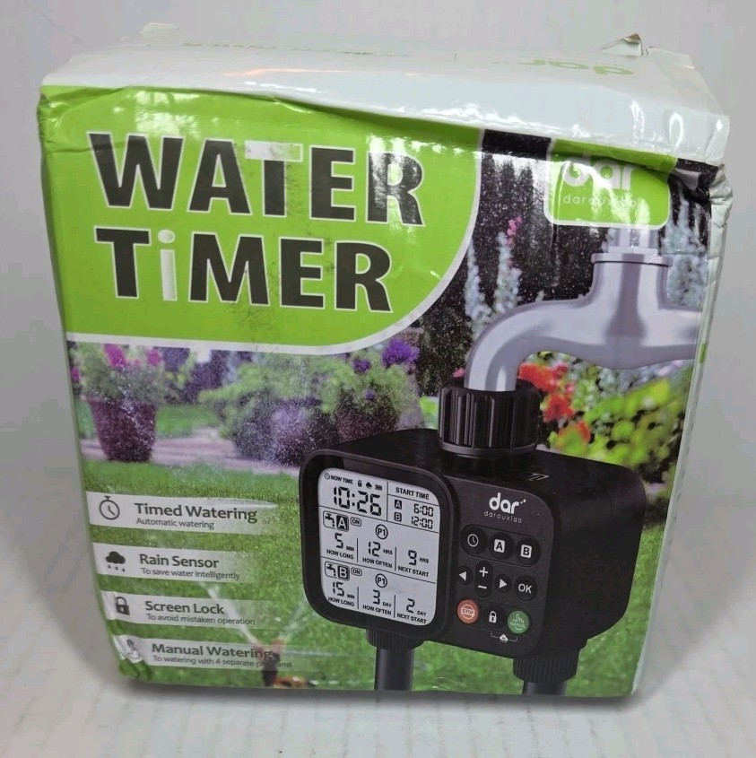 Dar 2 Zone Water Timer WT08 with Dual Outlets New