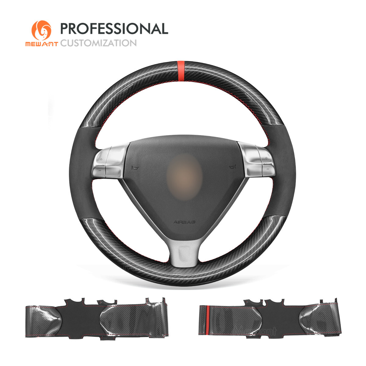 Suede PU Carbon Fiber Steering Wheel Cover For Porsche 911 2005-2008 Cayman Boxster