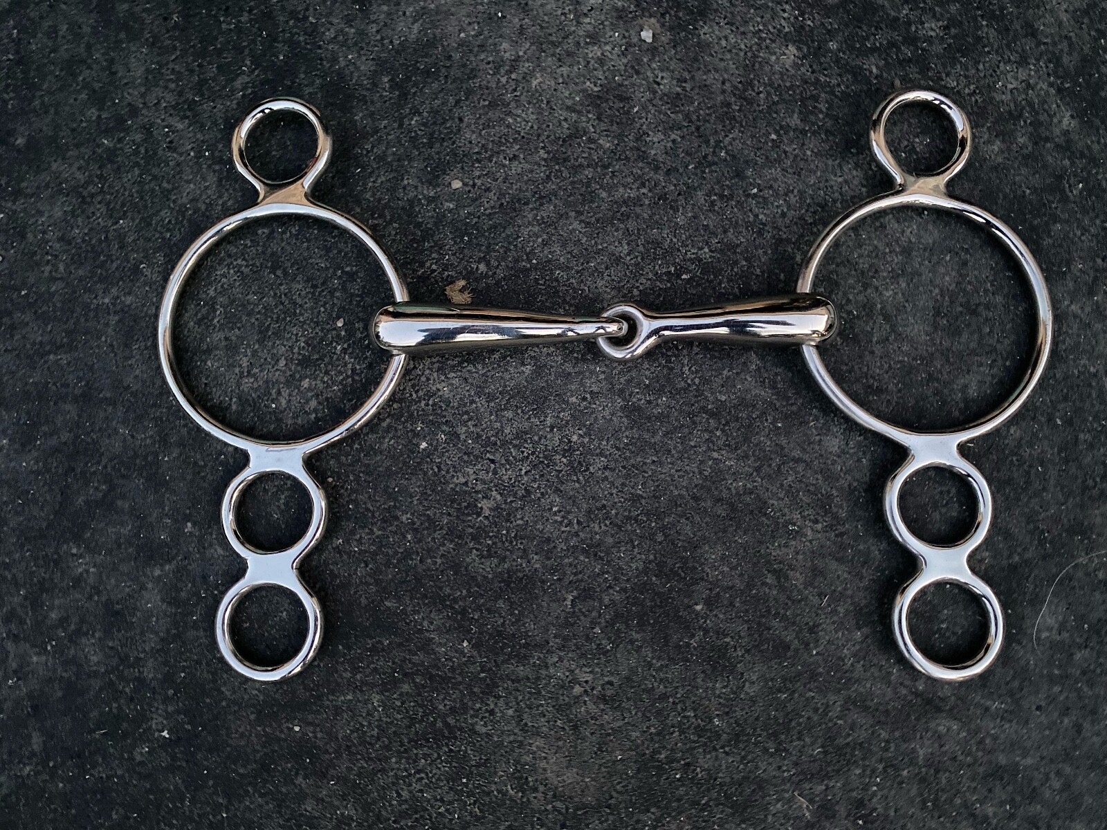 Smith-Worthington 5.25" jointed stainless steel 3 ring elevator gag bit