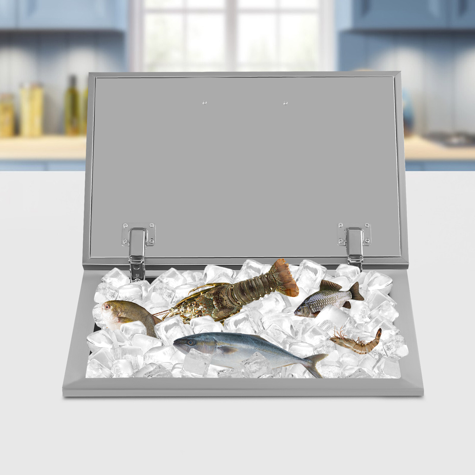 Drop In Ice Chest Bin Wine Chiller Cooler with Cover Home Kitchen 20x14x13Inch