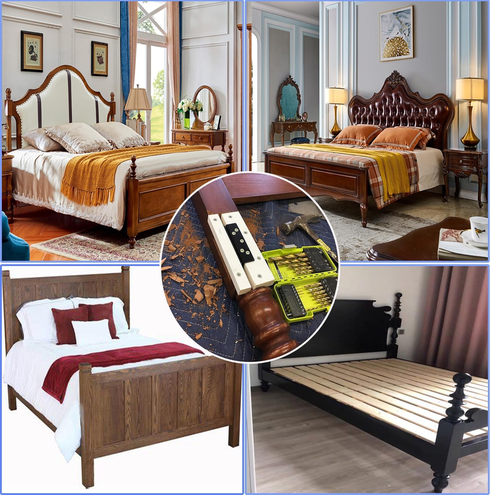 Bed Frame Hardware Bed Post Double Hook Slot Brackets Attachment Hardware, He...