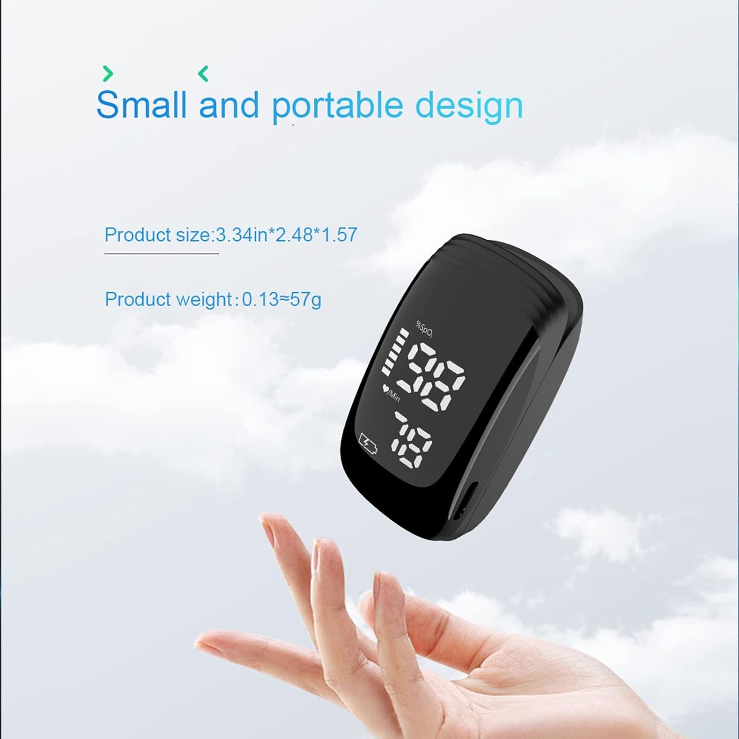 Pulse Oximeter Fingertip, Rechargeable, Oxygen Meter Black