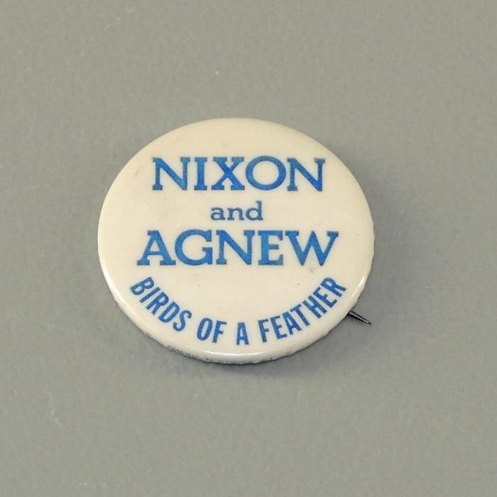 Nixon and Agnew BIRDS of a Feather WATERGATE Anti-Nixon Cause Pinback Button