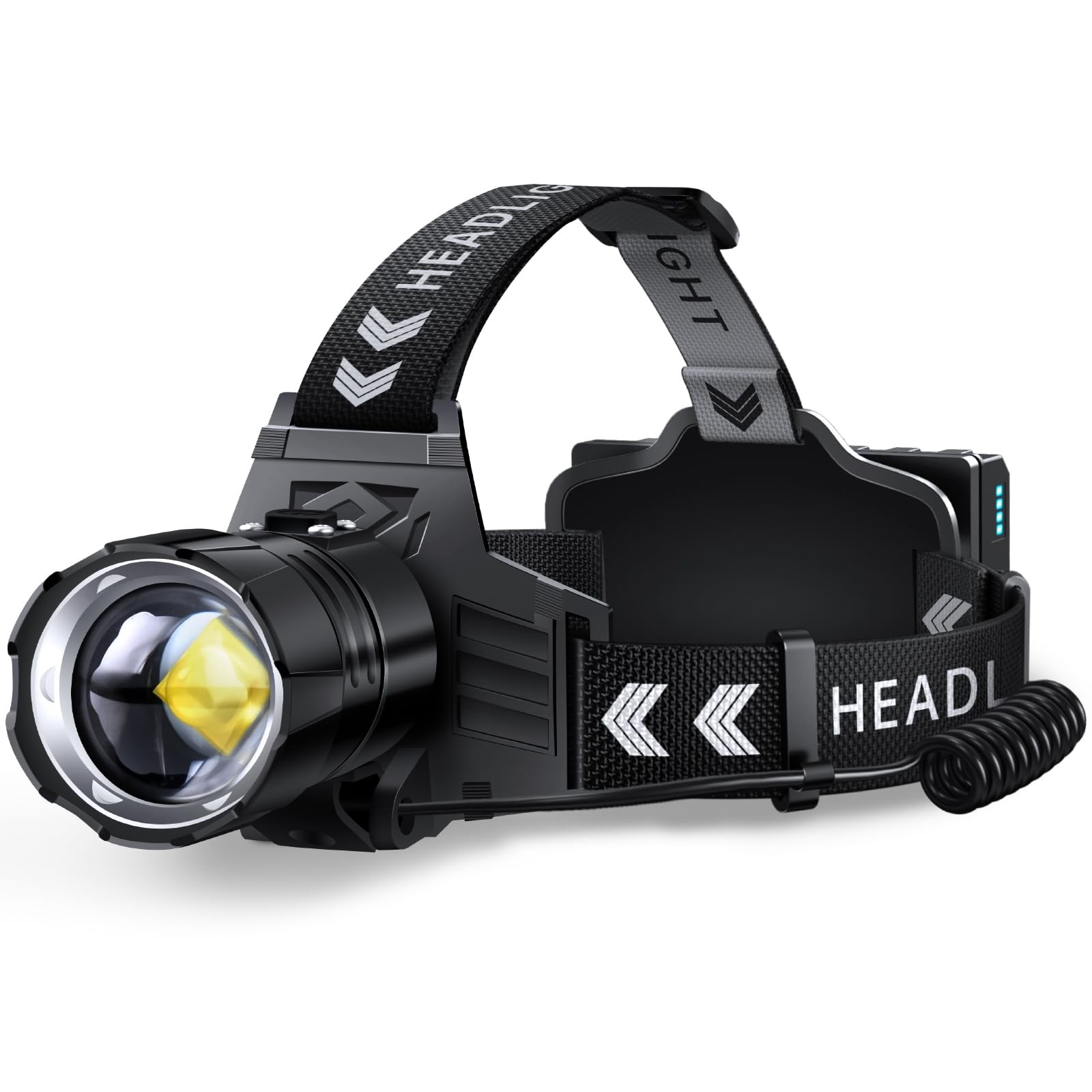Rechargeable LED Headlamp 99000 High Lumens, 95 Hours Long Lasting Head Light