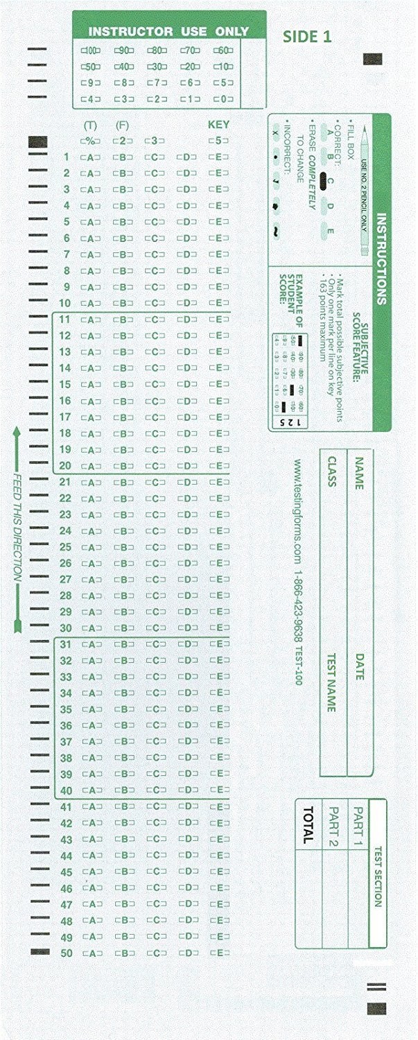 TEST-100E 882 E Compatible Testing Forms (50 Sheet Pack)