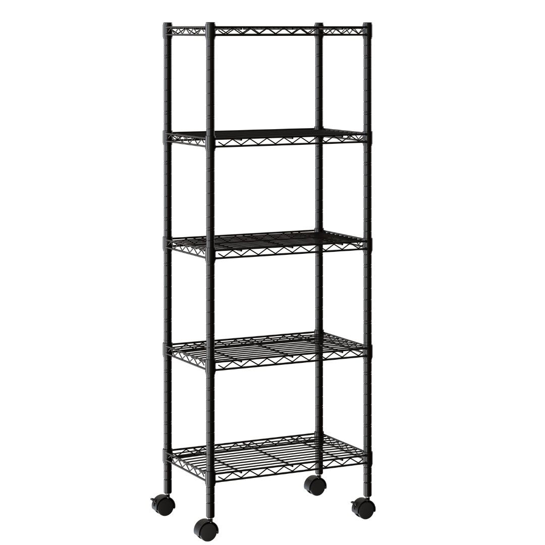 3/4/5 Tier Standing Storage Shelf w/ Wheels Heavy Duty Metal Wire Rack Organizer