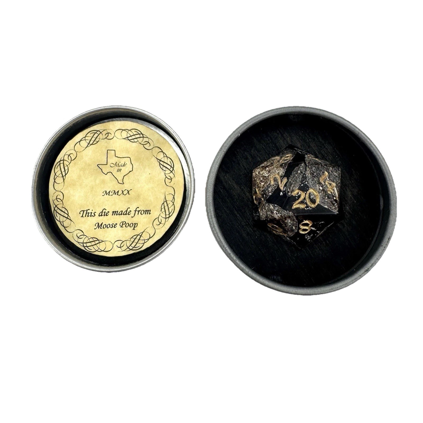 Artisan Dice D20 Moose Poop 20-Sided Die Tabletop RPG D&D with Original Tin MMXX