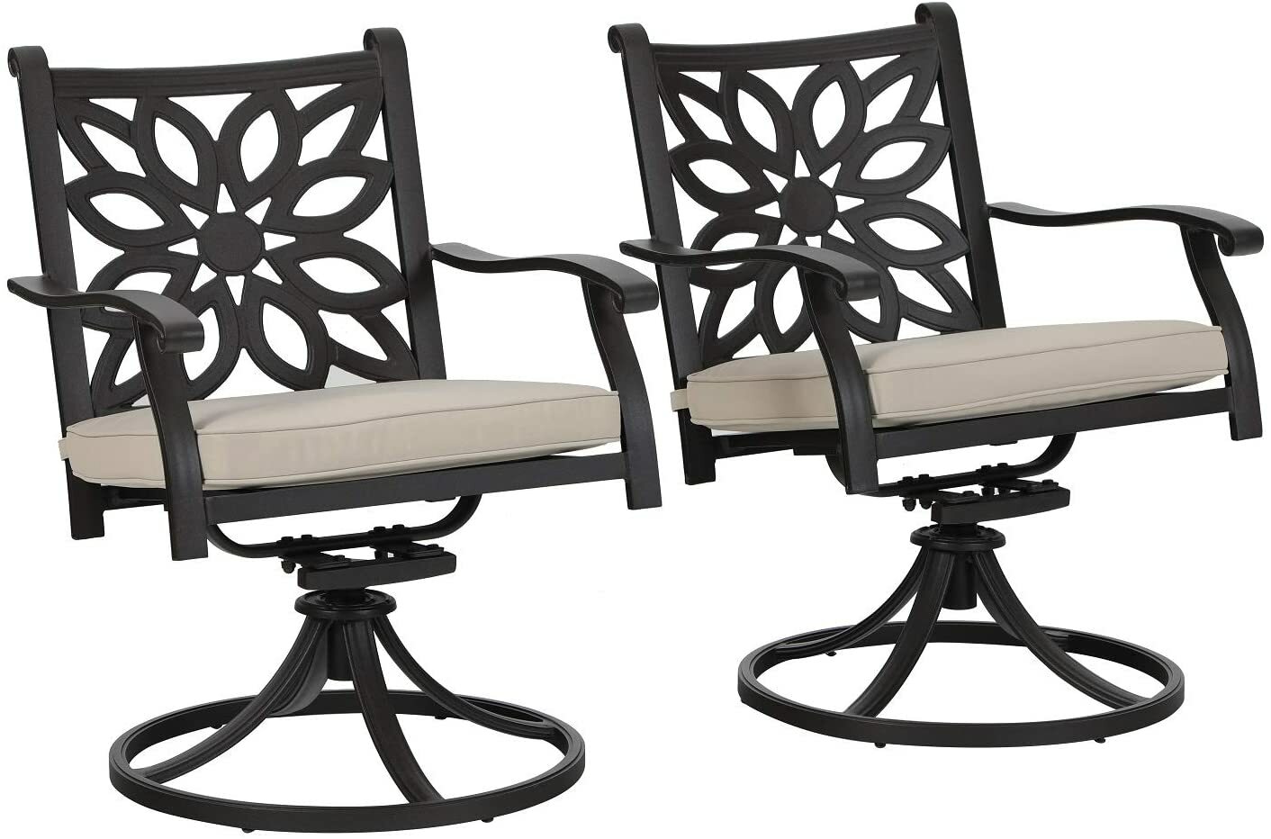 Patio Swivel Dining Chairs Set of 2 Rocker Chairs Outdoor Furniture Brown