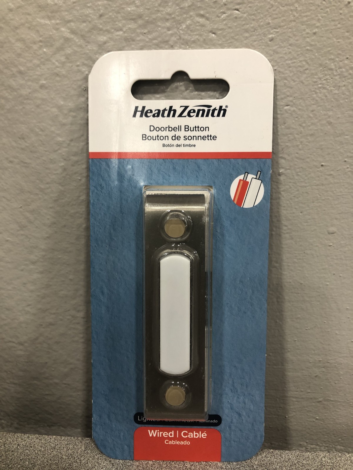 Heath Zenith 18000217 Satin Nickel Silver Metal Wired Pushbutton Doorbell