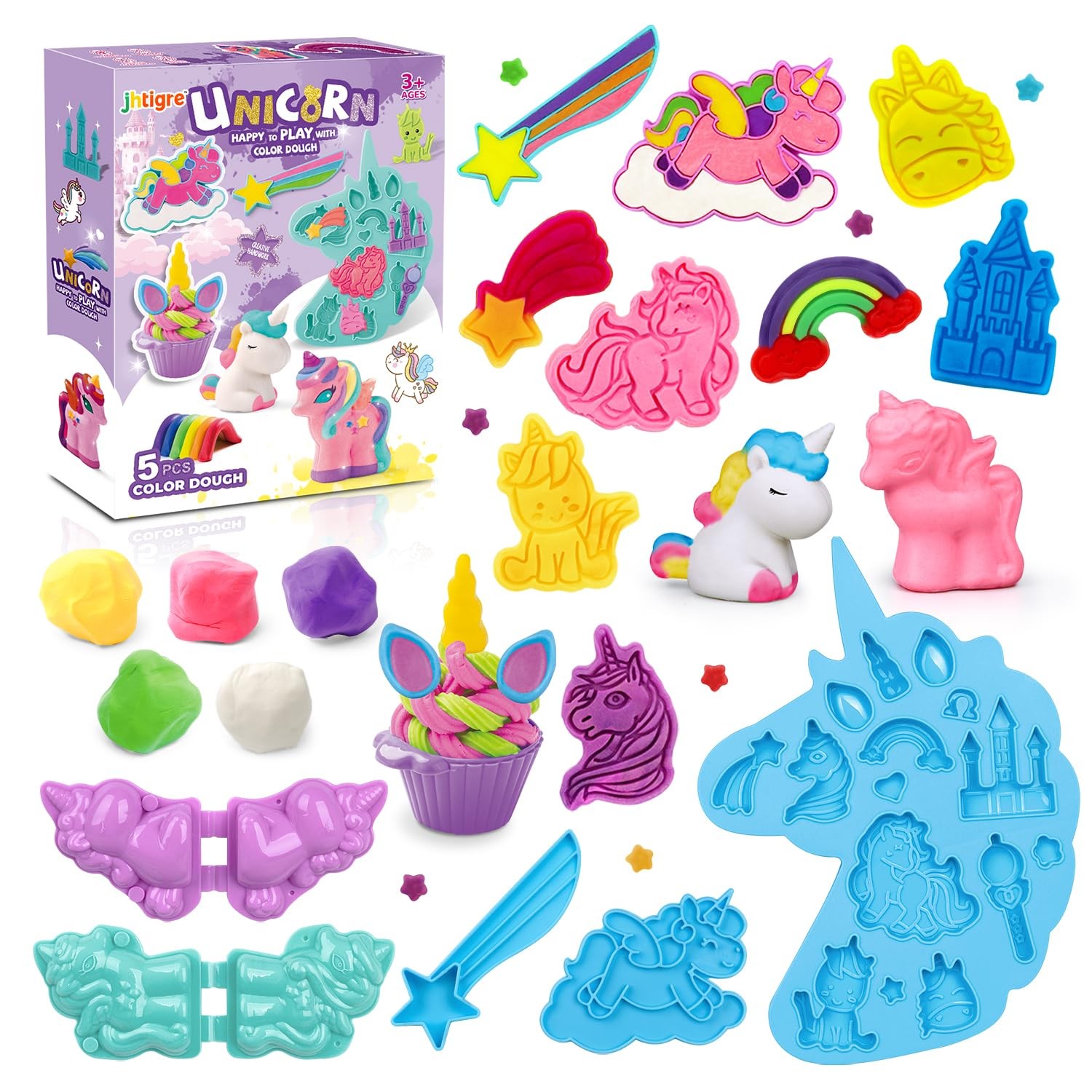 Color Dough Sets for Kids Ages 2-4, Unicorn Theme Dough Tools Kit for Kids Ages