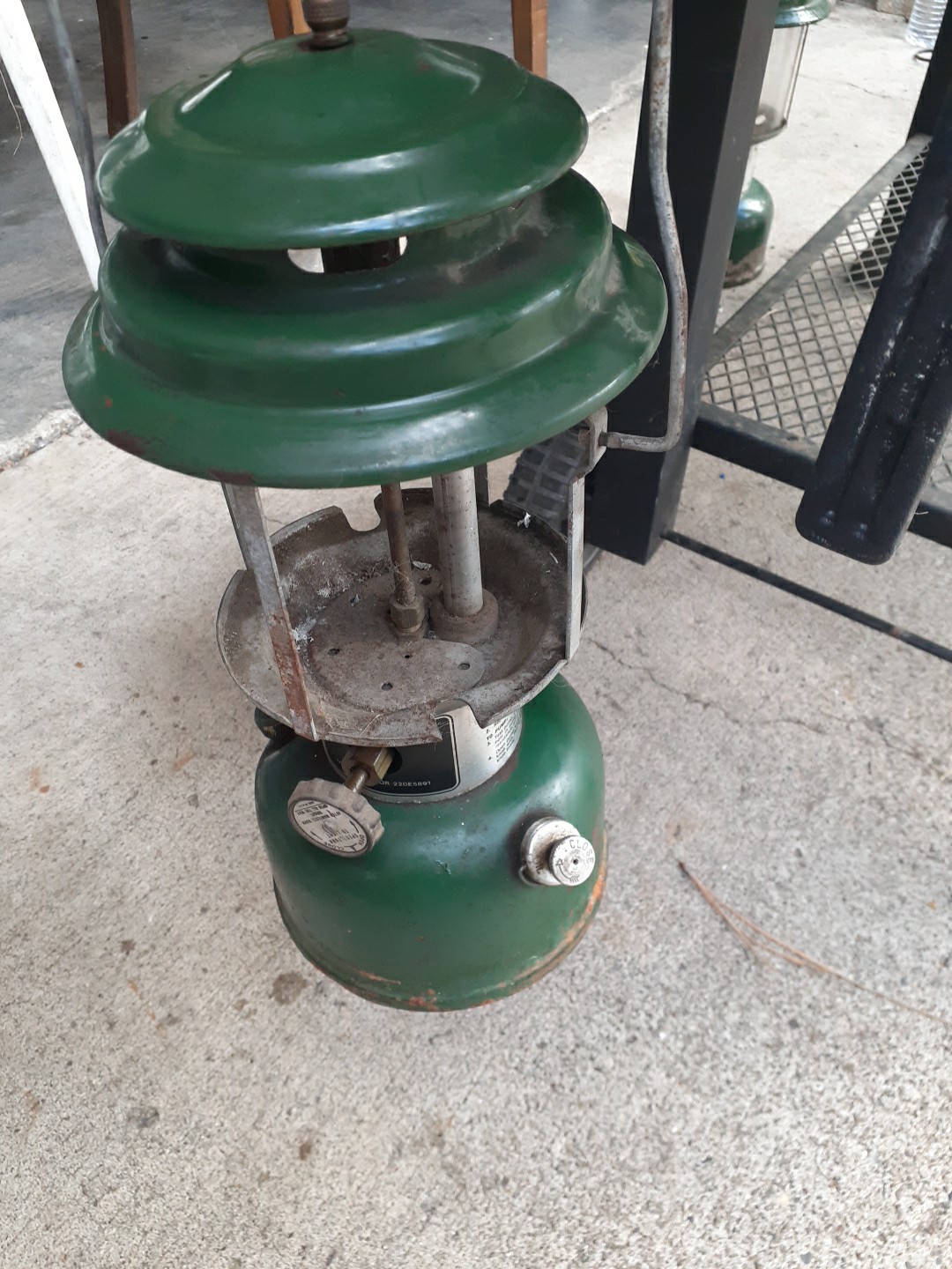 Coleman Model 220J Camping Lantern April 1977 no glass globe