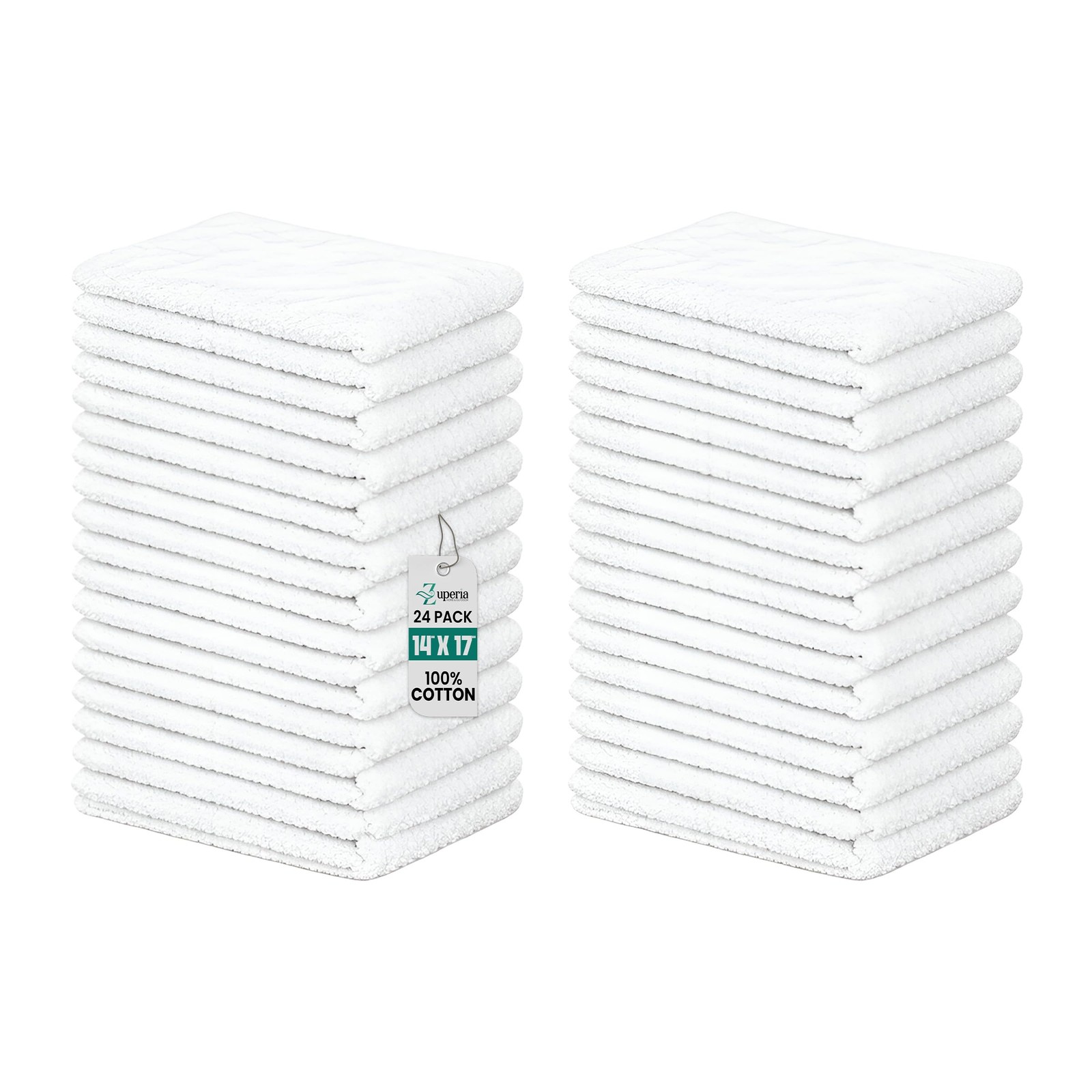 Terry Towels Pack of 24 (14" X 17" Inches) 100% Cotton Terry Barmop Towels -