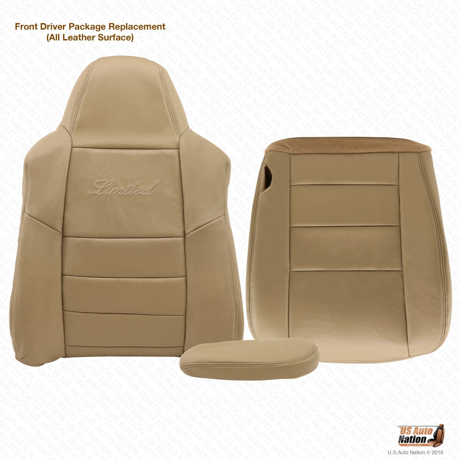 02-05 Ford Excursion Limited Genuine Leather Lean Back bottom armrest Cover Tan