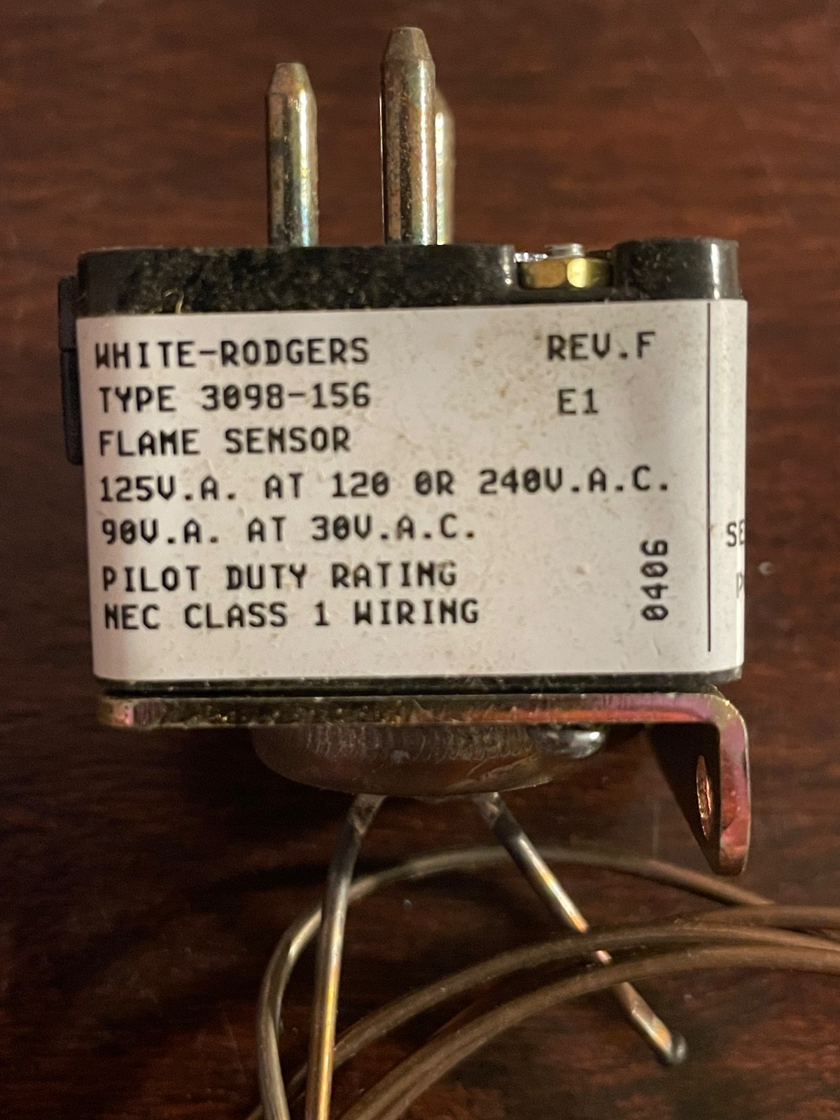 New (NIB) - WHITE RODGERS 3098-156 MERCURY FLAME SENSOR 48" 3 PIN PLUG STYLE 20