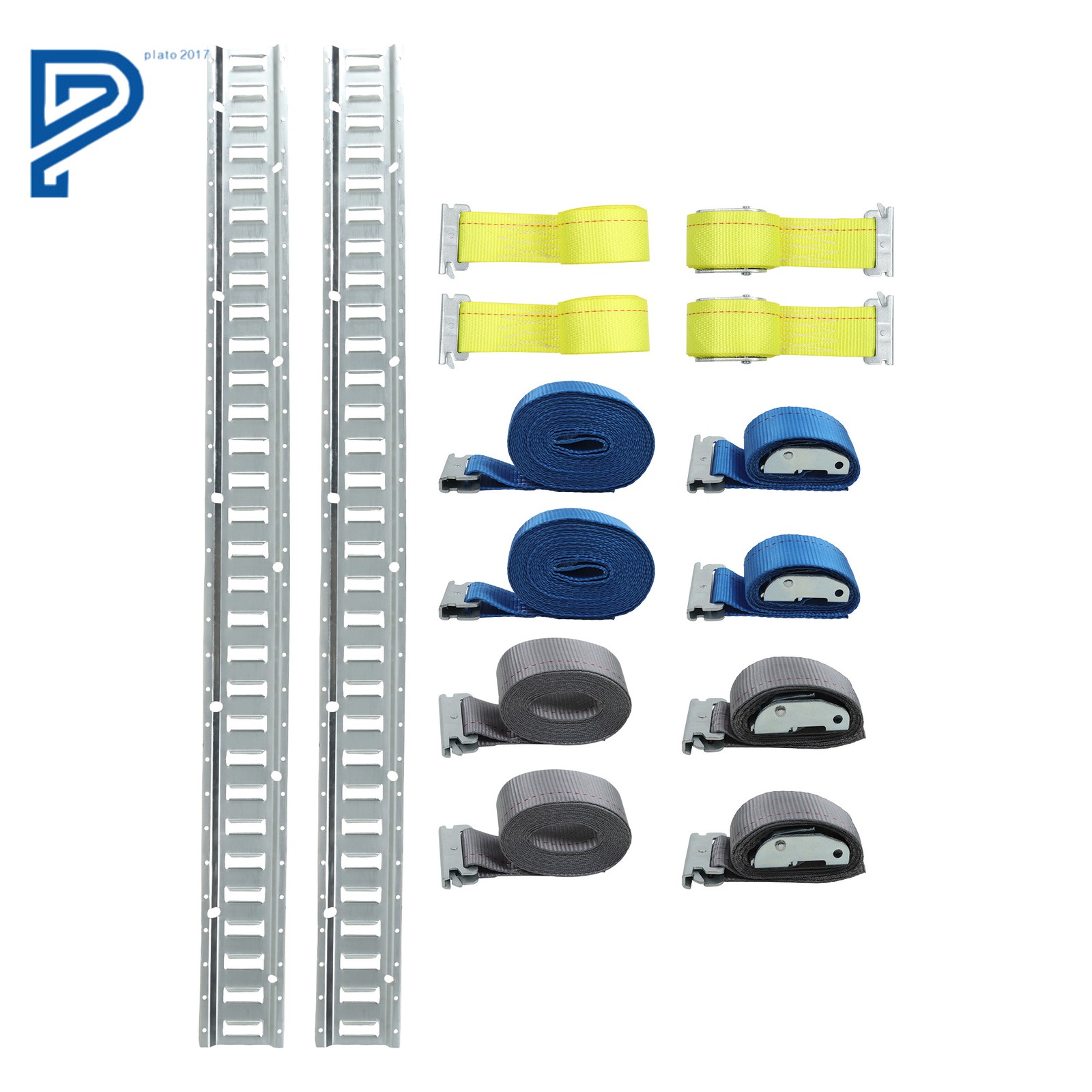 E Track Tie-Down Rail Kit 2× 5' E Track Rails 12’ 16’ 20’ Ratchet Straps